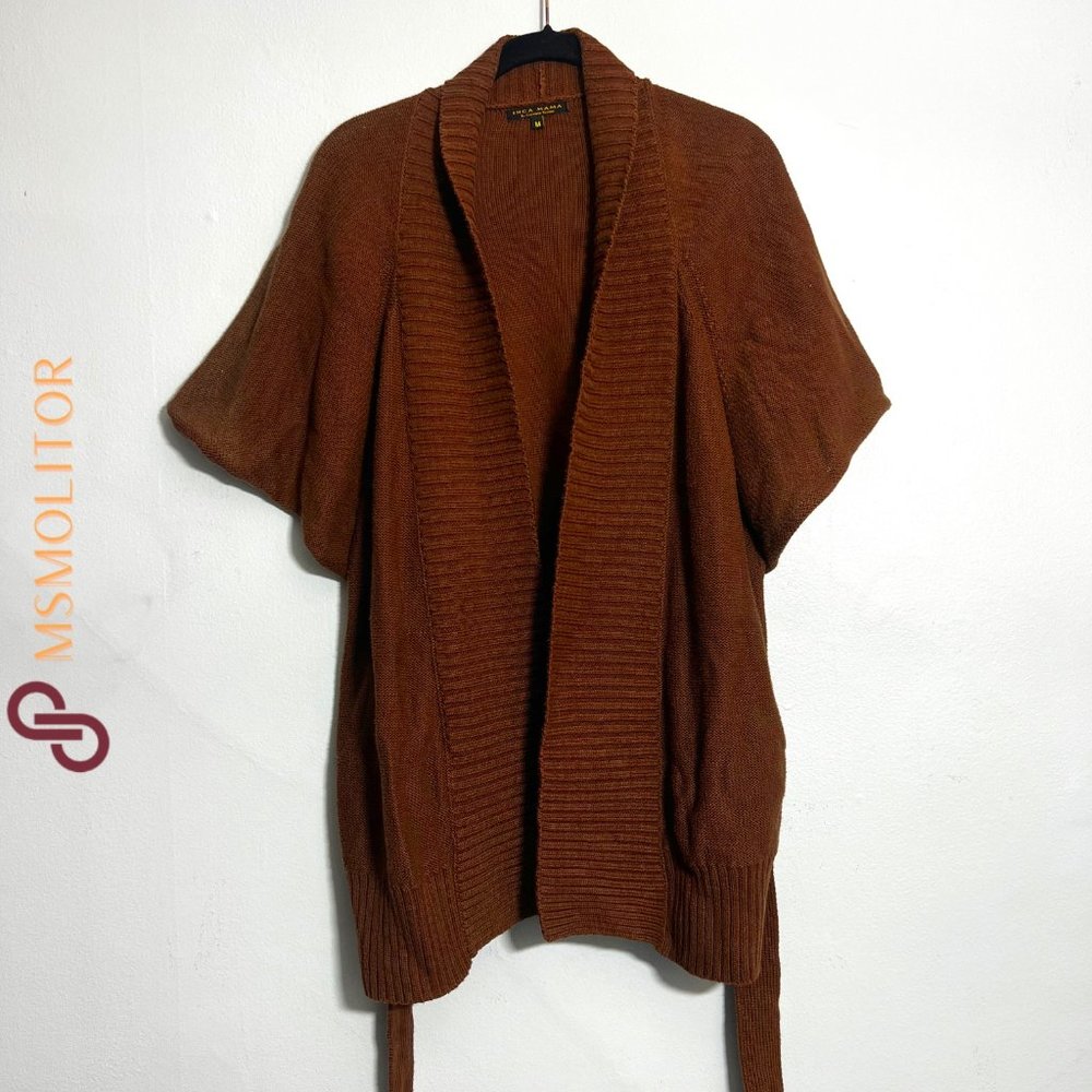 Inca Mama by Carmela Pinillos Women's Medium Brown Cardigan Sweater